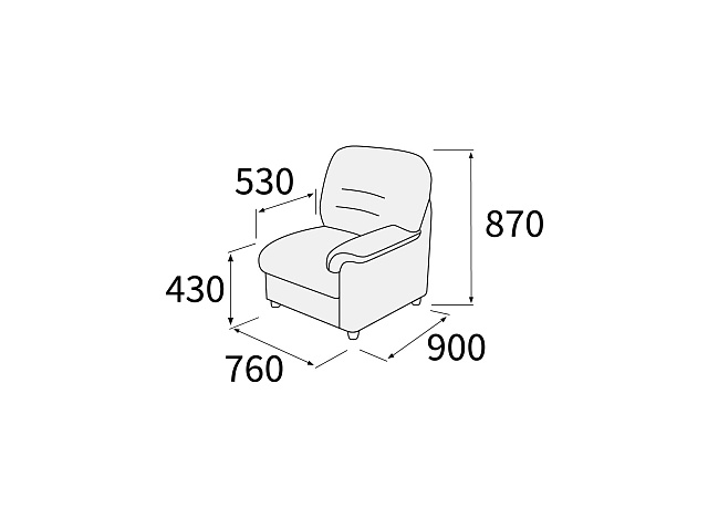 Модуль 1-но мест. с правым подл-ком 750х900х920