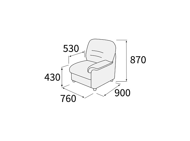 Модуль 1-но мест. с правым подл-ком 750х900х920