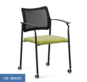 Кресло PINKO_MESH_BLACK на колёсах с подлокотниками 440/590x450/480x790