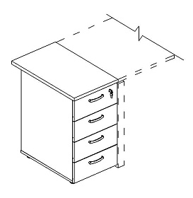 Тумба приставная с замком 420x700x750