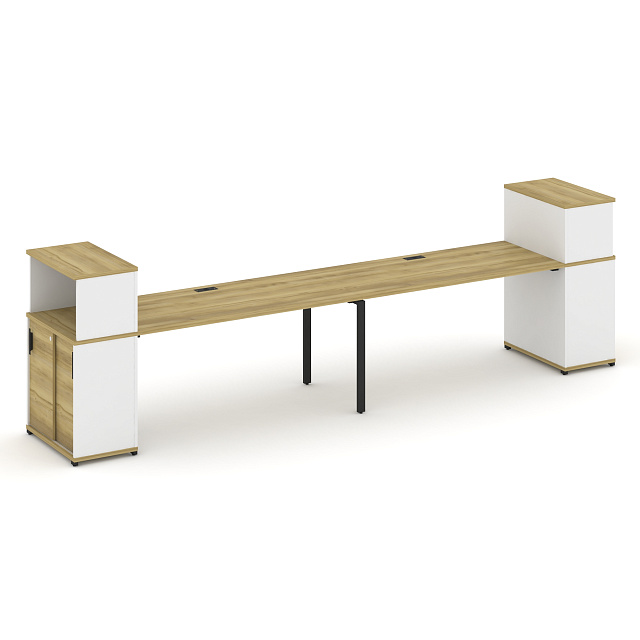 Рабочая станция с опорными шкафом купе с надставкой низкой 4000х720х1140