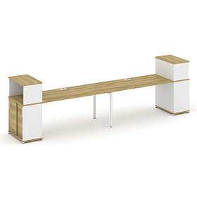 Рабочая станция с опорными шкафом купе с надставкой низкой 4000х720х1140 - ЭйБиСи-проджект Рабочая станция с опорными шкафом купе с надставкой низкой 4000х720х1140