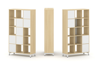 Набор стеллажа одностороннего, 5 ярусов (Вставка с распашным фасадом-2шт, Вставка один ящик - 2шт, Вставка задняя стенка - 3шт) SN.NS-531 1121*400*1982