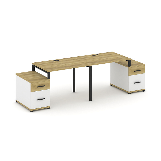 Рабочая станция на 2 места с двумя опорными тумбами тип №1 1960/2692х720х750