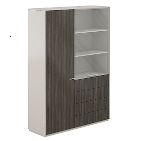 Шкаф высокий + шкаф высокий со стеклом прозр., 4 ящ. 1624х450х1976 - ЭйБиСи-проджект Шкаф высокий + шкаф высокий со стеклом прозр., 4 ящ. 1624х450х1976