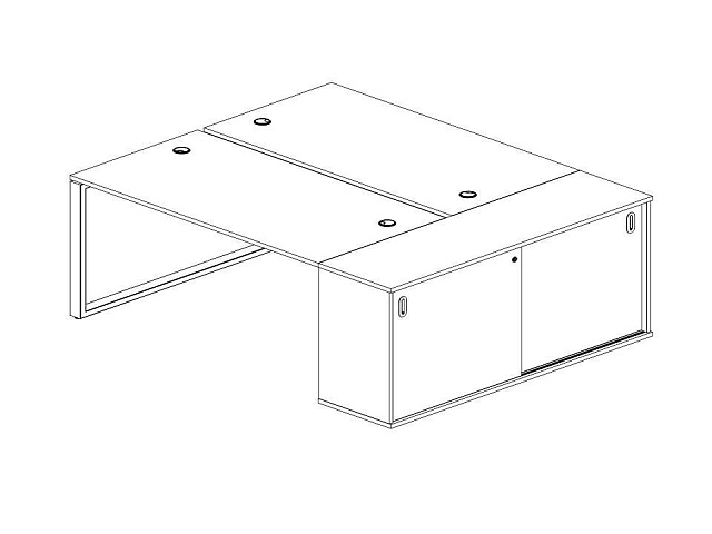 Рабочая станция на О-образном м/к с опорным шкафом-купе 1410*1475*750