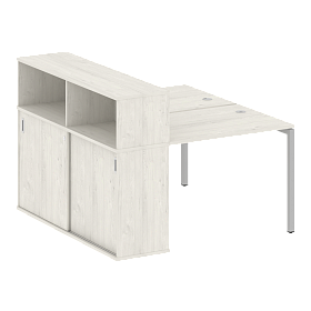 Рабочая станция на П-образном м/к с опорным шкафом-купе 1410*1475*1098