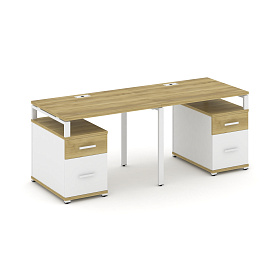 Рабочая станция на 2 места с двумя опорными тумбами тип №1 1960/2692х720х750 - ЭйБиСи-проджект Рабочая станция на 2 места с двумя опорными тумбами тип №1 1960/2692х720х750