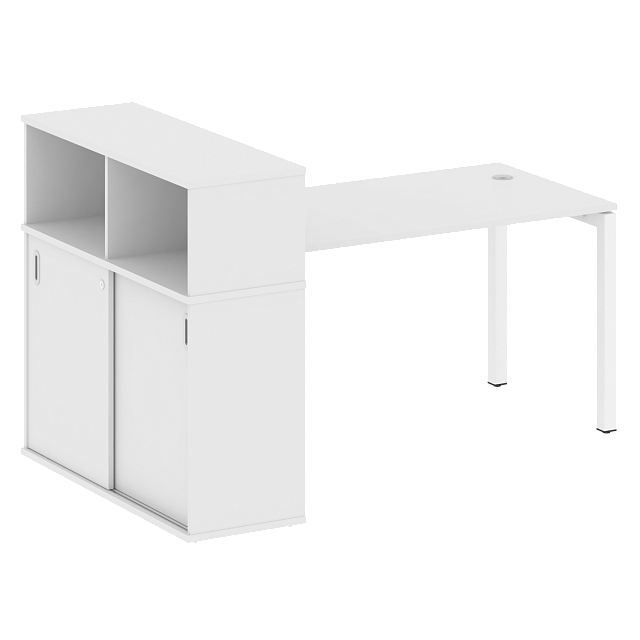 Стол письменный на П-образном м/к с опорным шкафом-купе