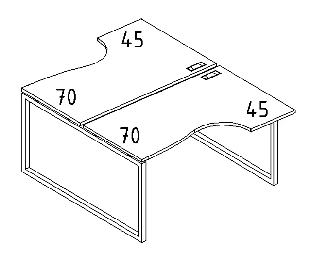 Рабочая станция со столами Классика на мет. каркасе QUATTRO 1400x1840x750