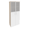 Шкаф высокий широкий (2 средних фасада ЛДСП + 2 низких фасада стекло в раме)	800x420x1977