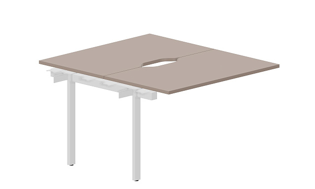 Составной стол bench на 2 рабочих места (2 эргономичных выреза) – приставной элемент, 1180х1366х750