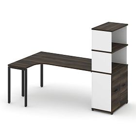 Стол эргономичный с опорным распашным шкафом с надставкой высокой левый 2000х1180х1530