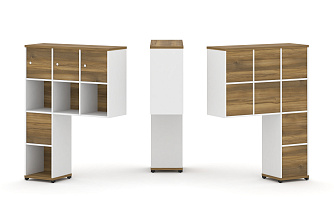 Надставка высокая + (Задняя стенка 8шт.) + (Блок 2 ящика - 1шт.) + (Распашной фасад - 3шт.) 1099х350х1486