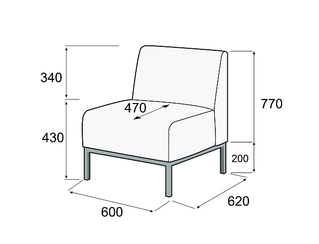 Кресло 600х620х770