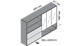 Монолитный шкаф с 3 стеклянными дверцами 2451x477x1667