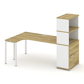 Стол эргономичный с опорным распашным шкафом с надставкой высокой левый 2000х1180х1530