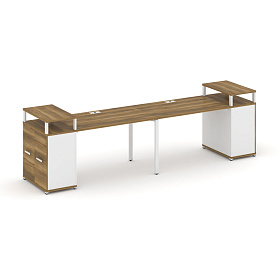 Рабочая станция с опорными распашными шкафами с верхними горизонтами 3200х720х917