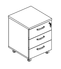 Тумба выкатная с центральным замком 420x450x570