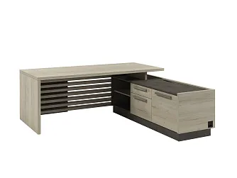 Стол на опорной тумбе с блоком розеток правый 2000х2030х750