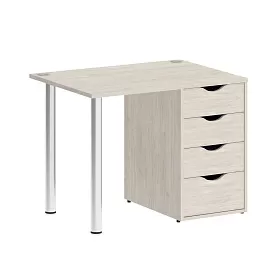 Стол письменный с тумбой 4 ящика (опоры хром) 980х720х750