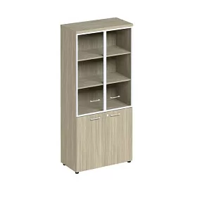 Шкаф для документов со стеклянными прозрачными дверьми в рамке ПТ 0783