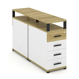 Тумба двухсторонняя опорная/приставная 4 ящика с надставкой 420х1480х917 - ЭйБиСи-проджект Тумба двухсторонняя опорная/приставная 4 ящика с надставкой 420х1480х917