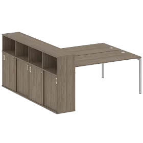 Рабочая станция на П-образном м/к с опорным шкафом-купе 2210*2332*1098