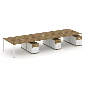 Рабочая станция на 6 мест с тремя двухсторонними опорными тумбами тип №1 4740х1480х750