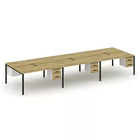 Рабочая станция двухсторонняя с подвесными тумбами на 6 мест 4740х1480х750