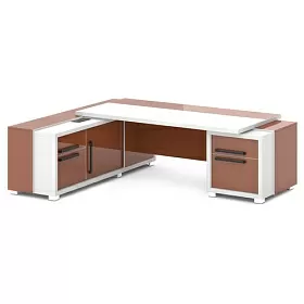 Стол с тумбой и греденцией (с блоком розеток) левый 2470х2016х750 (2000х1000 - столешница)