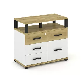 Тумба приставная широкая 4 ящика + 1 распашной фасад с надставкой широкой 836х420х750 - ЭйБиСи-проджект Тумба приставная широкая 4 ящика + 1 распашной фасад с надставкой широкой 836х420х750