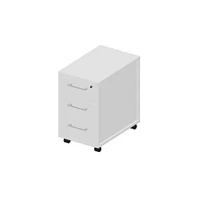 Тумба мобильная узкая (3 ящика, стандартные колёсные опоры, ручки - алюминий), 340х530х570