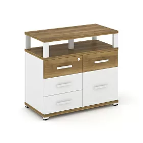 Тумба приставная широкая 4 ящика + 1 распашной фасад с надставкой широкой 836х420х750 - ЭйБиСи-проджект Тумба приставная широкая 4 ящика + 1 распашной фасад с надставкой широкой 836х420х750