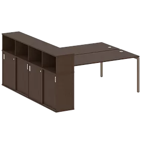 Рабочая станция на П-образном м/к с опорным шкафом-купе 2210*2332*1098