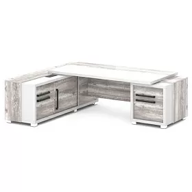 Стол с тумбой и греденцией (с блоком розеток) правый 2470х2016х750 (2000х1000 - столешница)