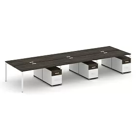 Рабочая станция на 6 мест с тремя двухсторонними опорными тумбами тип №1 4740х1480х750