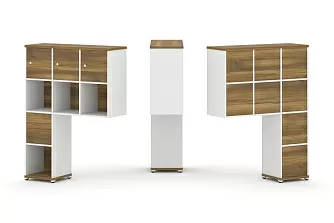 Надставка высокая + (Задняя стенка 8шт.) + (Блок 2 ящика - 1шт.) + (Распашной фасад - 3шт.) 1099х350х1486