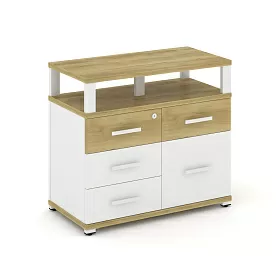 Тумба приставная широкая 4 ящика + 1 распашной фасад с надставкой широкой 836х420х750 - ЭйБиСи-проджект Тумба приставная широкая 4 ящика + 1 распашной фасад с надставкой широкой 836х420х750