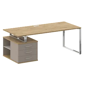 Стол руководителя с опорной тумбой левый 2000х904х753