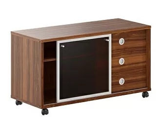 Тумба мобильная с дверью купе стеклянной в раме 1200x500x660