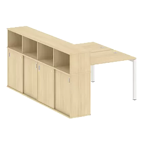 Рабочая станция на П-образном м/к с опорным шкафом-купе 1610*2332*1098 - ЭйБиСи-проджект Рабочая станция на П-образном м/к с опорным шкафом-купе 1610*2332*1098