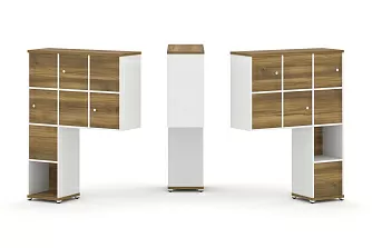 Надставка высокая + (Задняя стенка 8шт.) + (Распашной фасад - 6шт.) 1099х350х1486