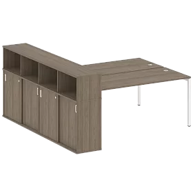 Рабочая станция на П-образном м/к с опорным шкафом-купе 2210*2332*1098