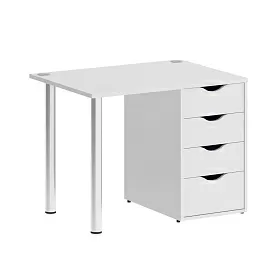 Стол письменный с тумбой 4 ящика (опоры хром) 980х720х750