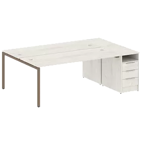 Рабочая станция на П-образном м/к с опорной тумбой 2212*1475*750