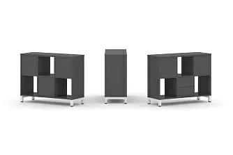 Набор стеллажа одностороннего, 2 яруса  (Вставка с распашным фасадом-2шт, Вставка два ящика - 1шт,) SN.NS-231 1121*400*881