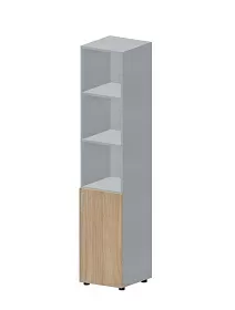 Шкаф для документов, правый (1 дверь+ниши, 4 полки, ручка - алюминий) 400х440х1950