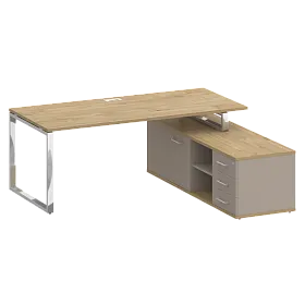 Стол руководителя с опорной греденцией правый 2000х1800х753