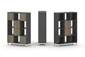 Набор стеллажа одностороннего, 4 яруса (Вставка с распашным фасадом-2шт, Вставка задняя стенка - 4шт) SN.NS-431 1121*400*1615